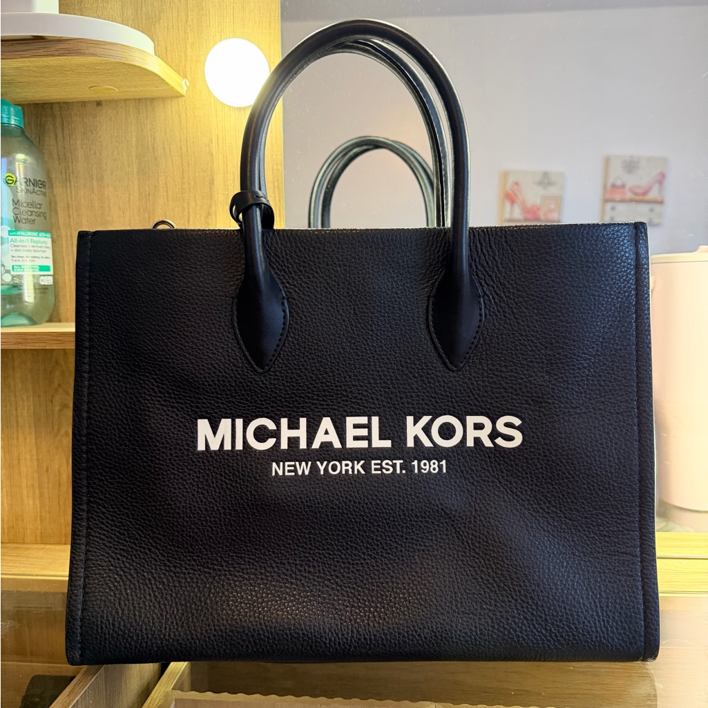 Michael Kors Black Leather Logo Tote